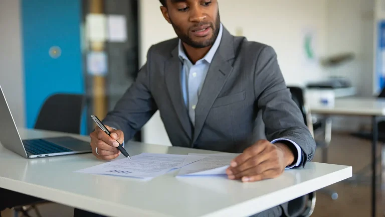 Businessman comparing two documents side by side - choosing a domain registrar in South Africa